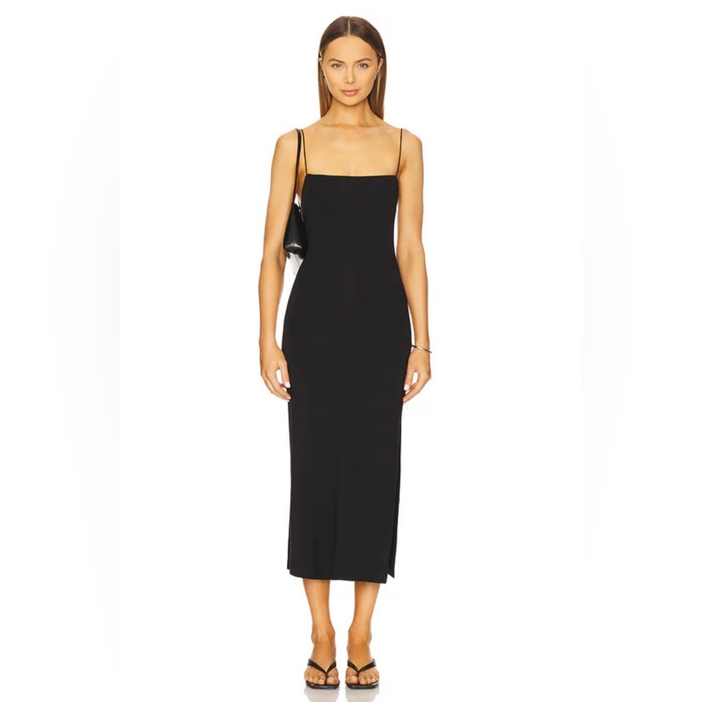 ENZA COSTA Strappy Side Slit Dress in Black size Medium